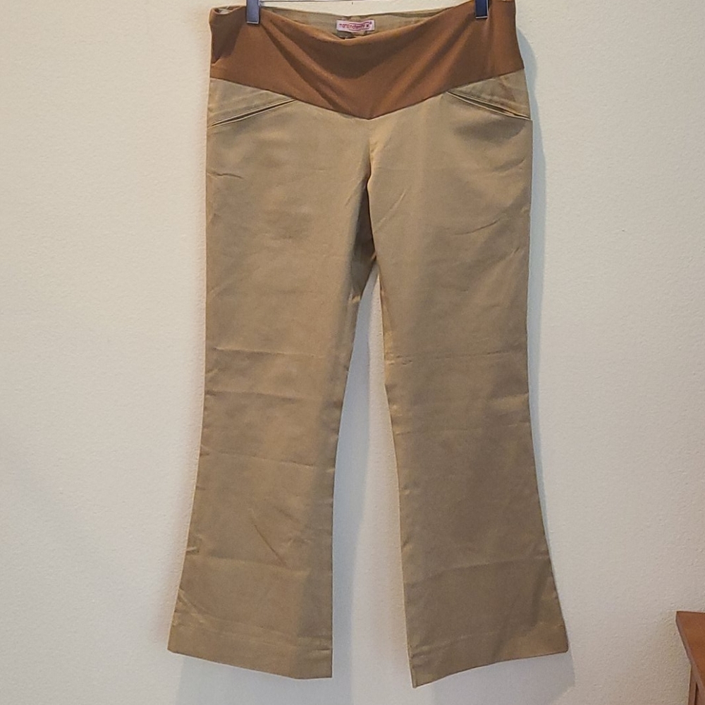 Mama Maternity khaki crop flare leg pants
